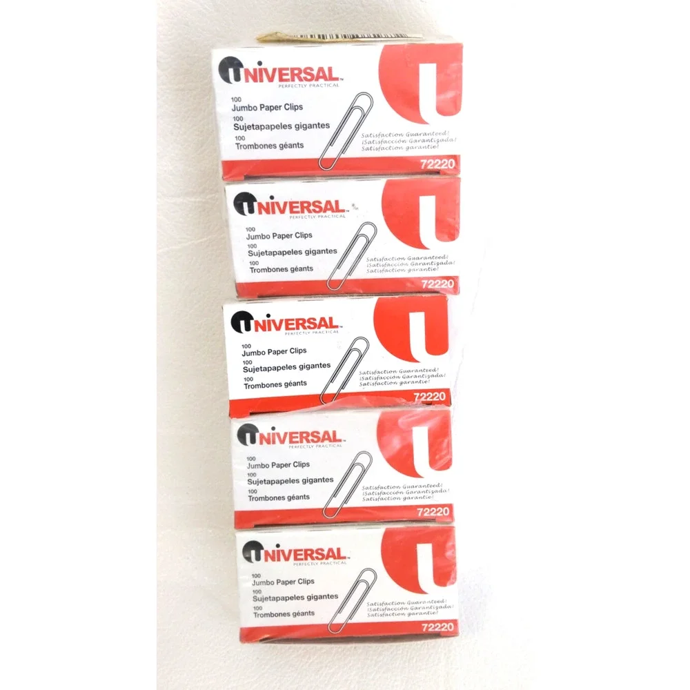 Universal Smooth Finish Paper Clips 10 Boxes 1000 Silver 1 7/8